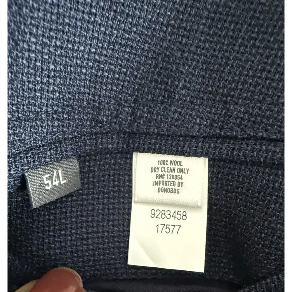Bonobos Blazer Men's 54 L Slim Fit Blue Vitale Barberis Canoncio Wool 2 Button